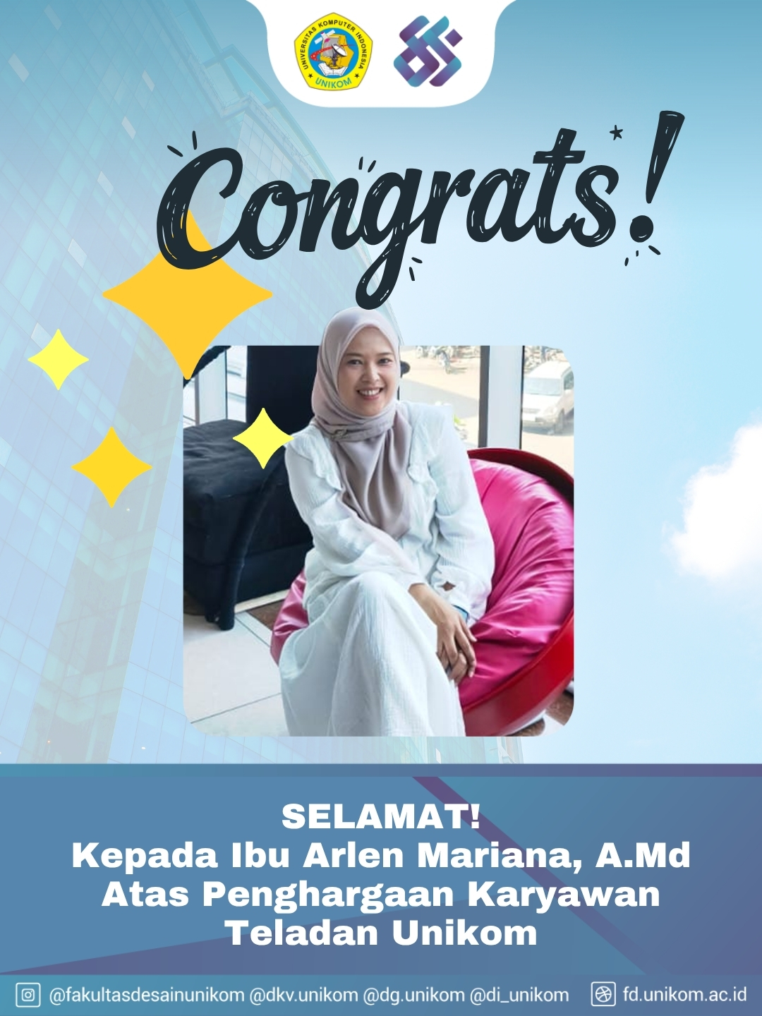 SELAMAT KEPADA IBU ARLEN MARIANA, A.MD ATAS PENGHARGAAN KARYAWAN TELADAN